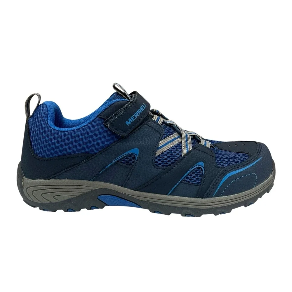 Merrell Big Boys Trail Chaser Hiking Leather Shoes Size 6.5 Blue Gray Slip-on